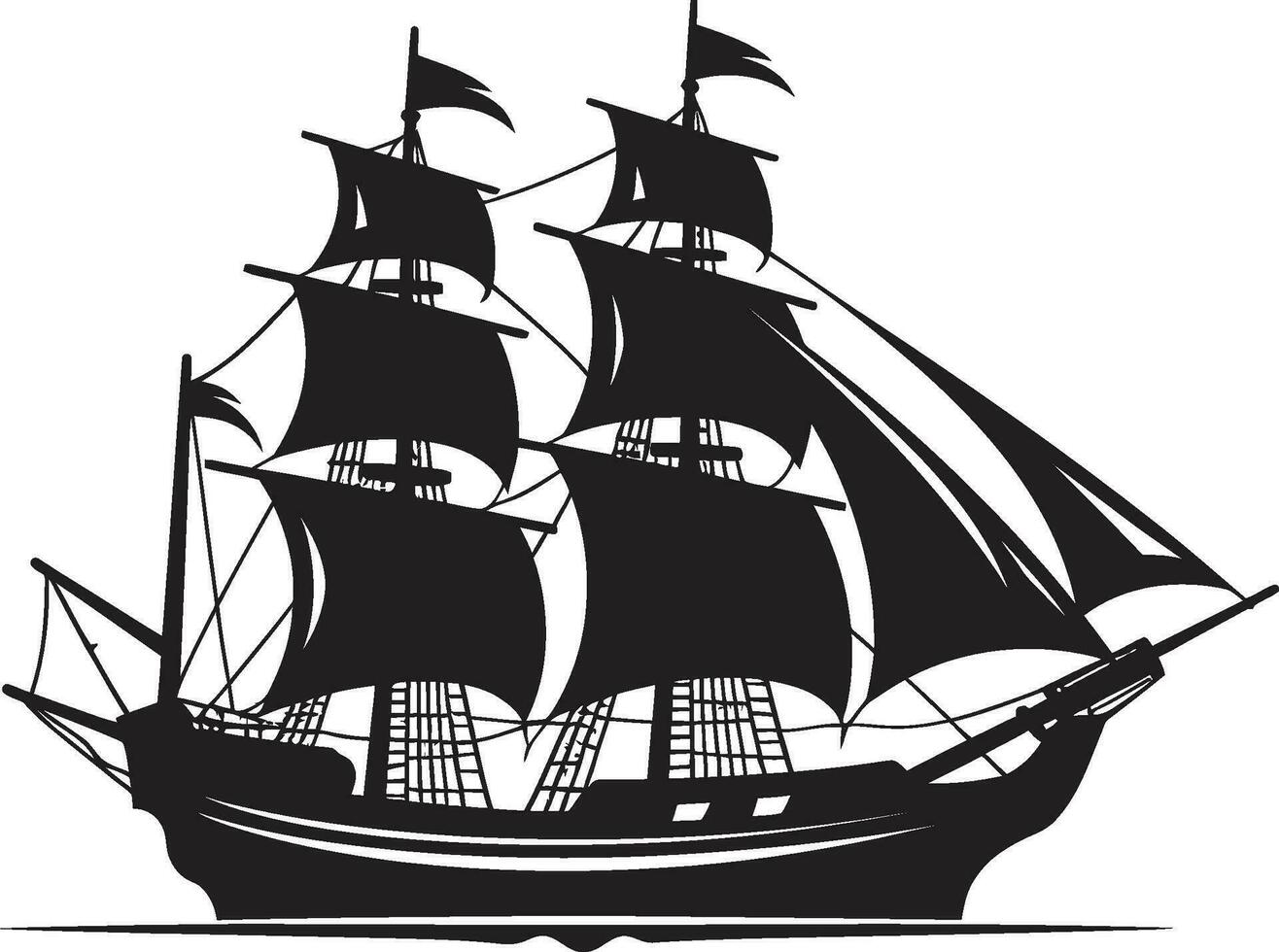 mítico galeón antiguo buque emblema Clásico marinero negro Embarcacion logo vector