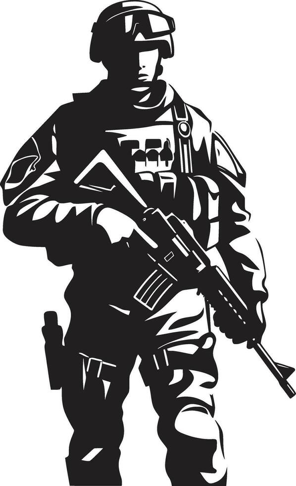 Battle Ready Warrior Black Emblem Strategic Defender Armed Sentinel Logo vector