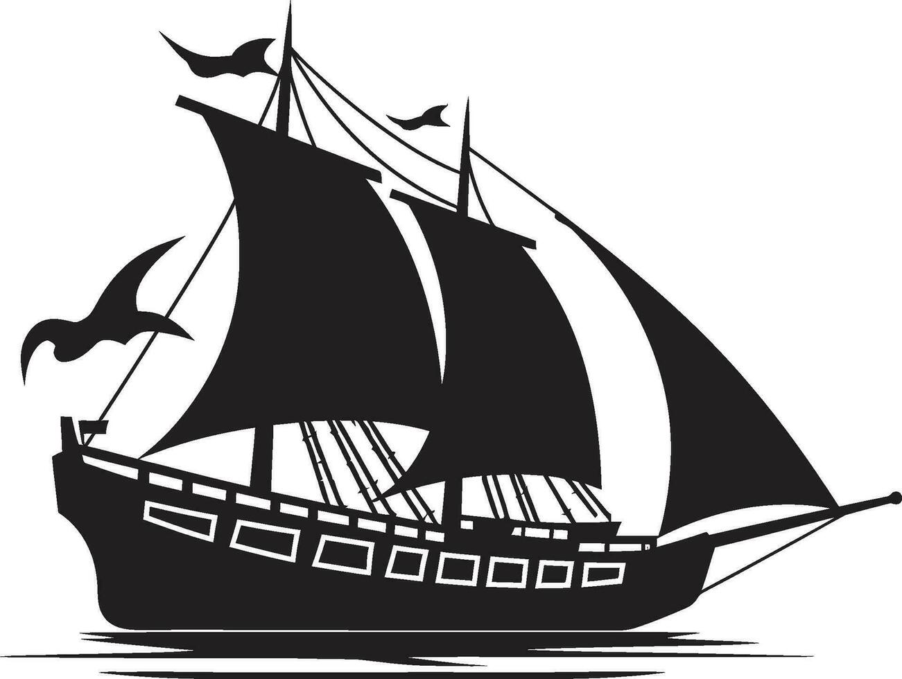 Aged Vessel Black Ship Logo Icon Historic Journey Vector Ship Icon