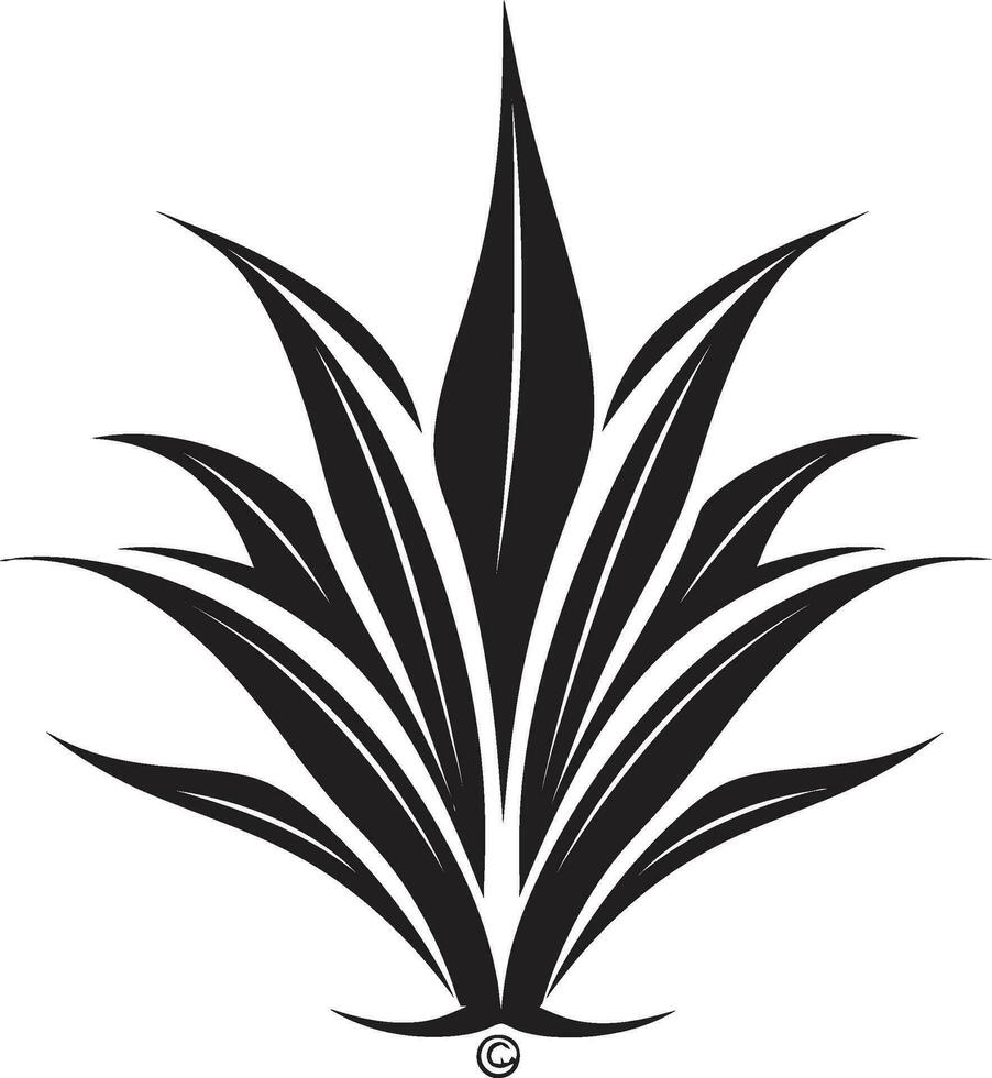 verde oasis áloe planta negro logo diseño herbario resplandor vector áloe vera icono