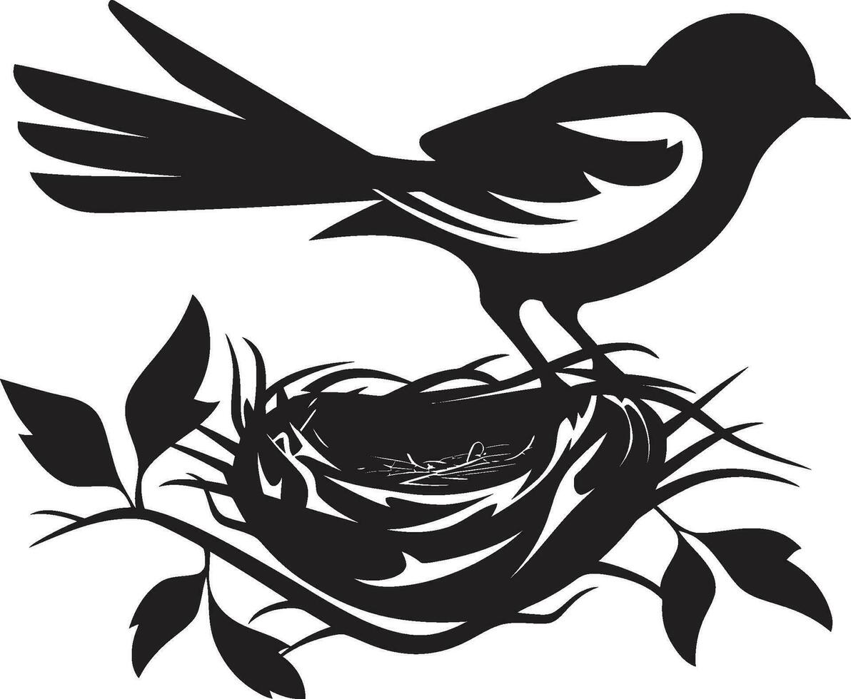 Nest Weaver Vector Icon Design Flight Nest Black Bird Logo Icon