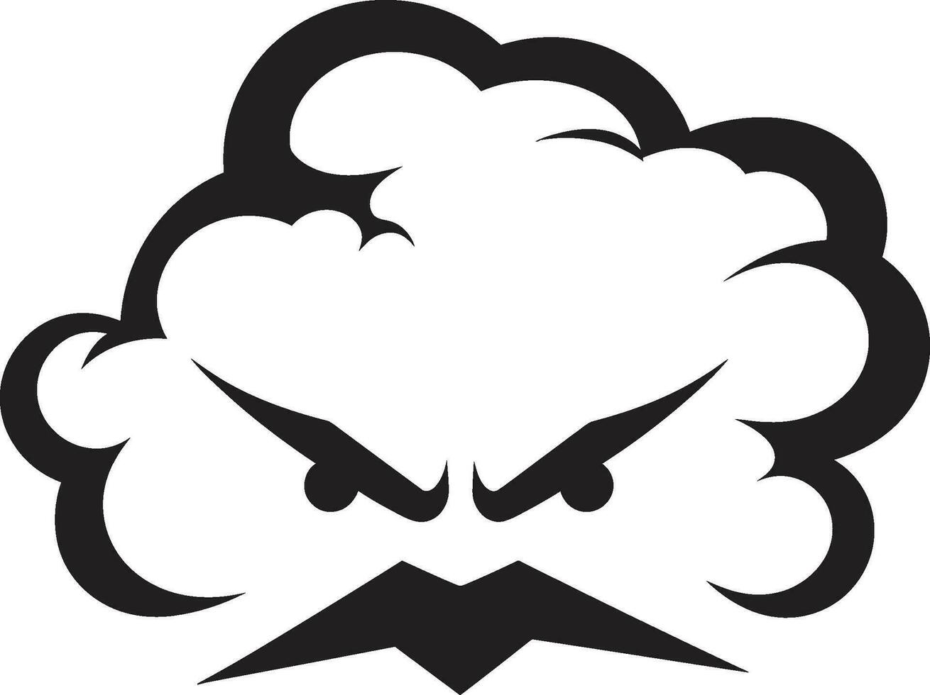 Tempest Rage Angry Vector Cloud Emblem Furious Squall Black Cartoon Cloud Character