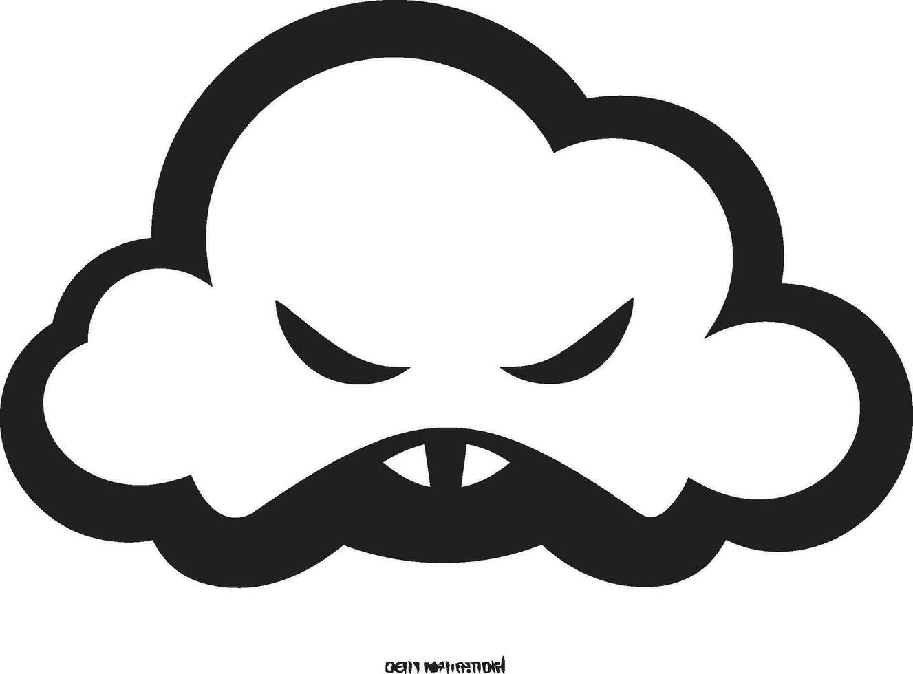 Vexed Vapor Black Angry Cloud Logo Icon Thunderous Fume Angry Cloud Emblem Design vector