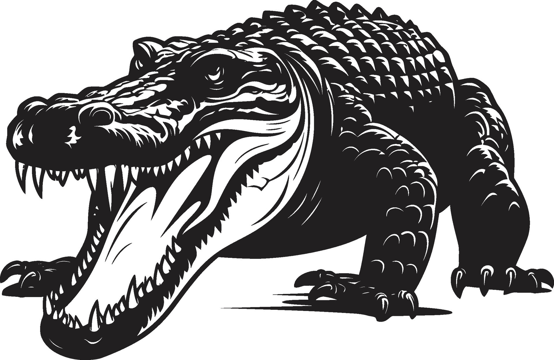 Reptilian Hunter Alligator Vector in Black Lurking Majesty Vector