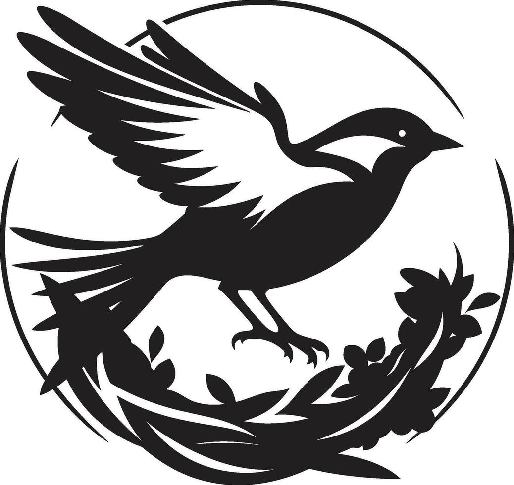 NestCraft Vector Bird Iconic Emblem Avian Artistry Black Nest Logo Design