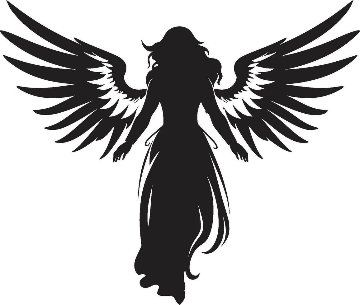 Angelic Aura Vector Winged Symbol Serene Beauty Black Angel Emblem Angelic Aura Vector Winged Symbol Serene Beauty Black Angel Emblem