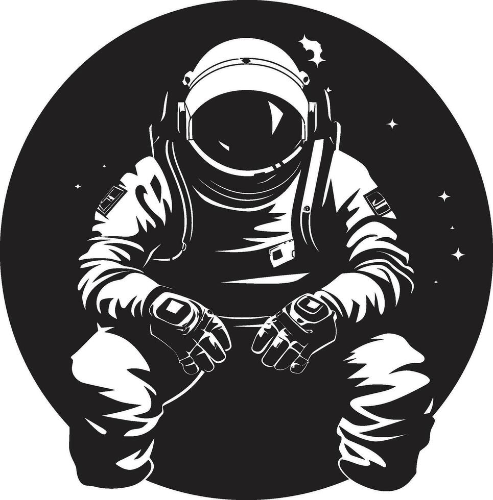 cosmos pionero negro casco logo galáctico explorador astronauta emblema diseño vector