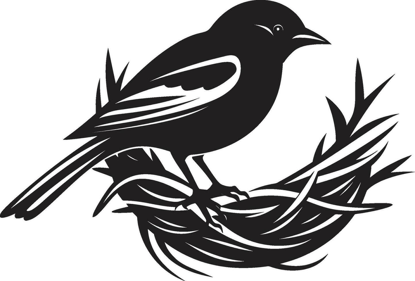 Weaver s Wings Vector Nest Symbol Nest Genius Black Bird Emblem
