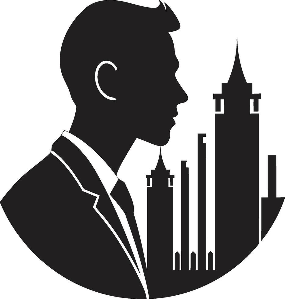 Design Luminary Architect Iconic Emblem Building Artistry Vector Black Logo Man
