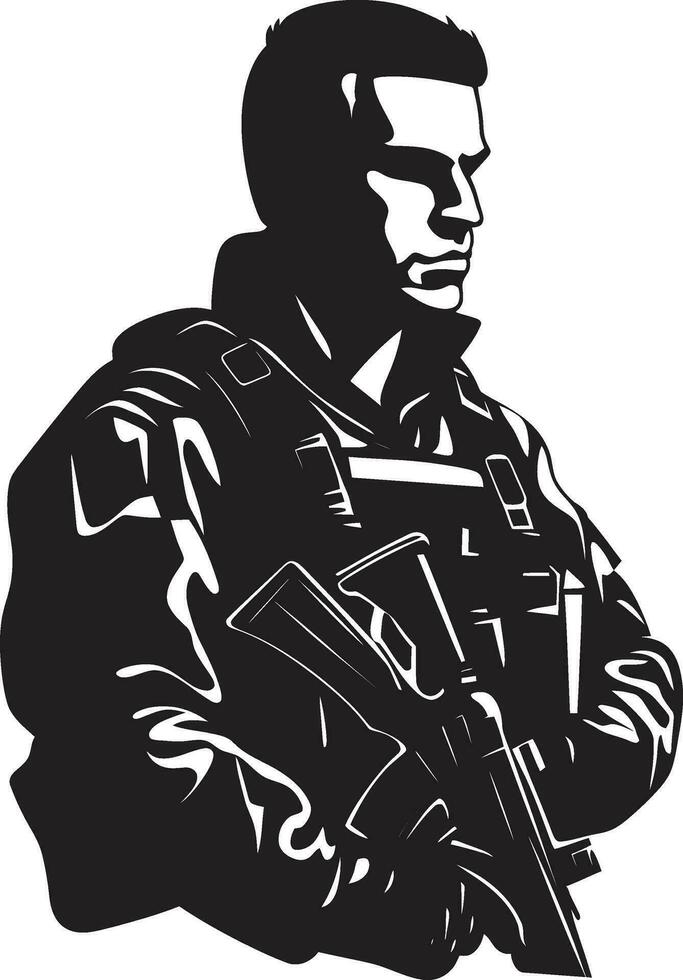 combate preparación vector armado efectivo emblema soldado s resolver negro hombre del ejército logo diseño