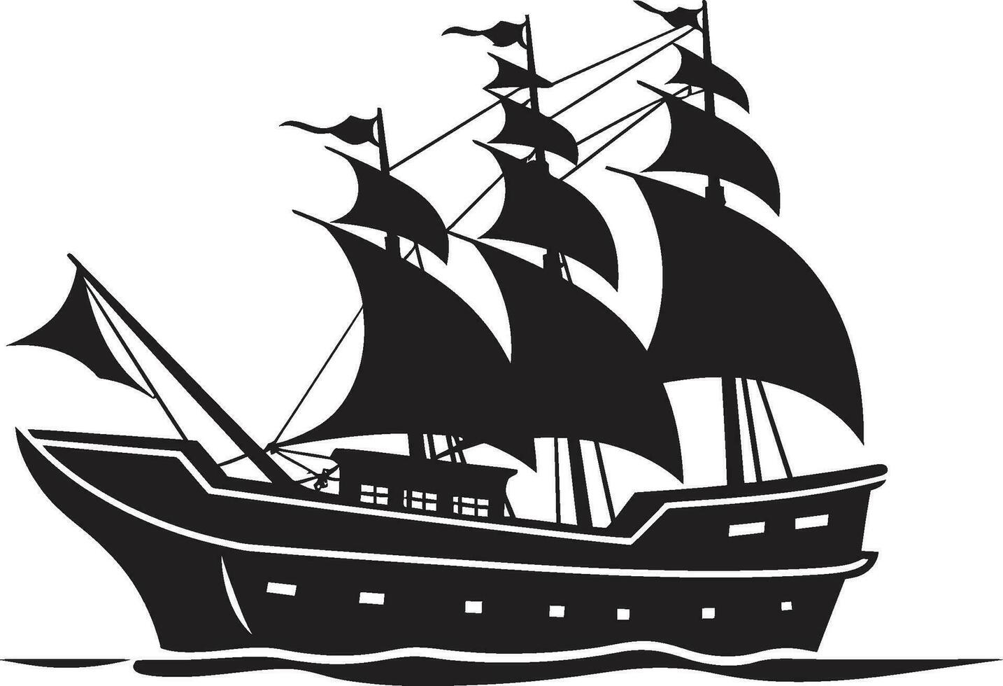 Legendary Vessel Vector Ship Icon Weathered Mariner Ancient Ship Emblem