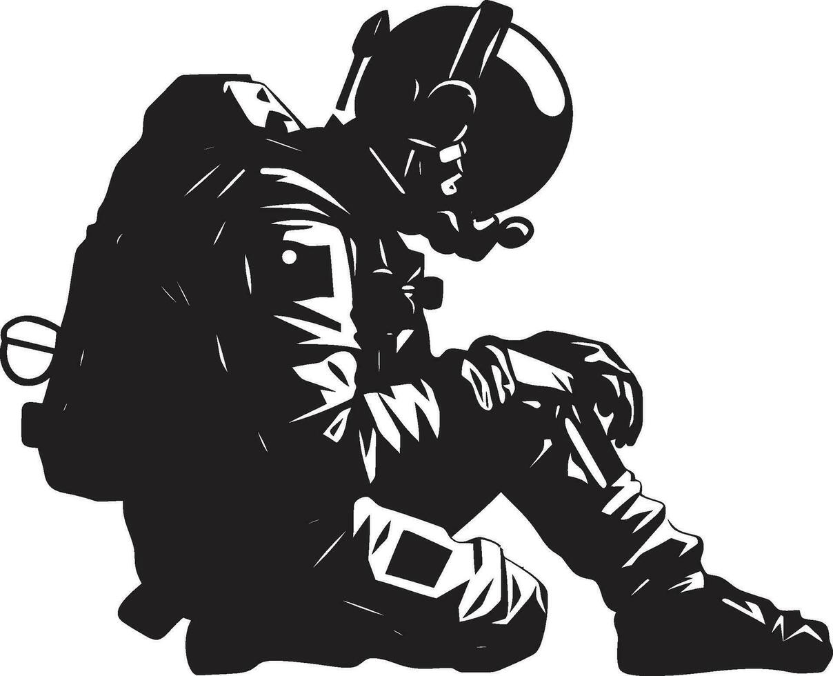 Zero Gravity Trailblazer Black Space Logo Interstellar Pathfinder Astronaut Helmet Icon vector