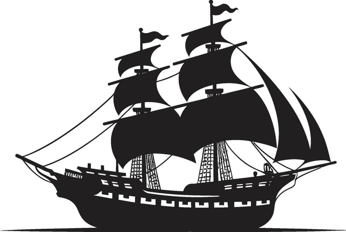Maritime Legacy Ancient Vessel Logo Icon Vintage Seafaring Black Ship