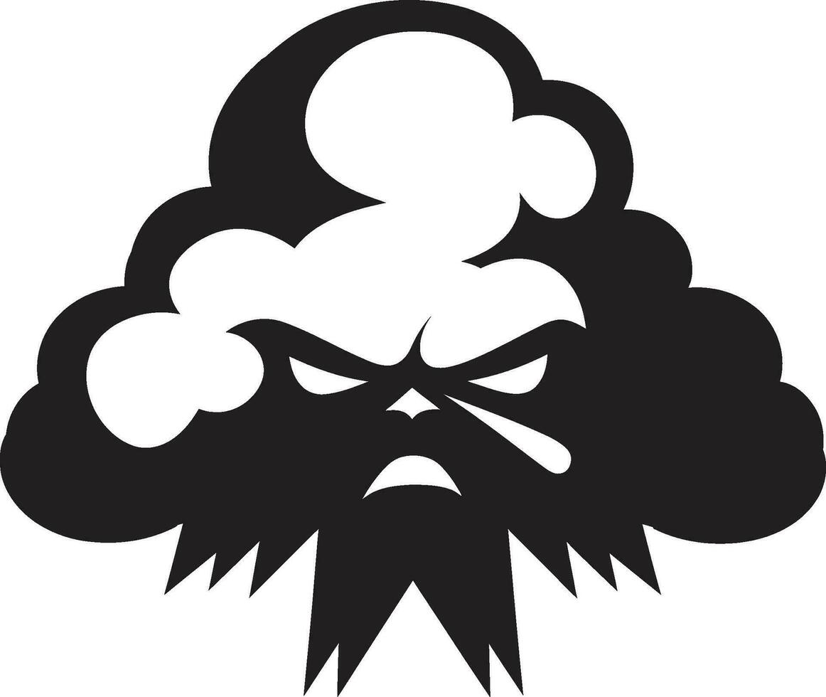 Angry Cyclone Cartoon Cloud Black Logo Menacing Thunderhead Angry Cloud Icon Design vector