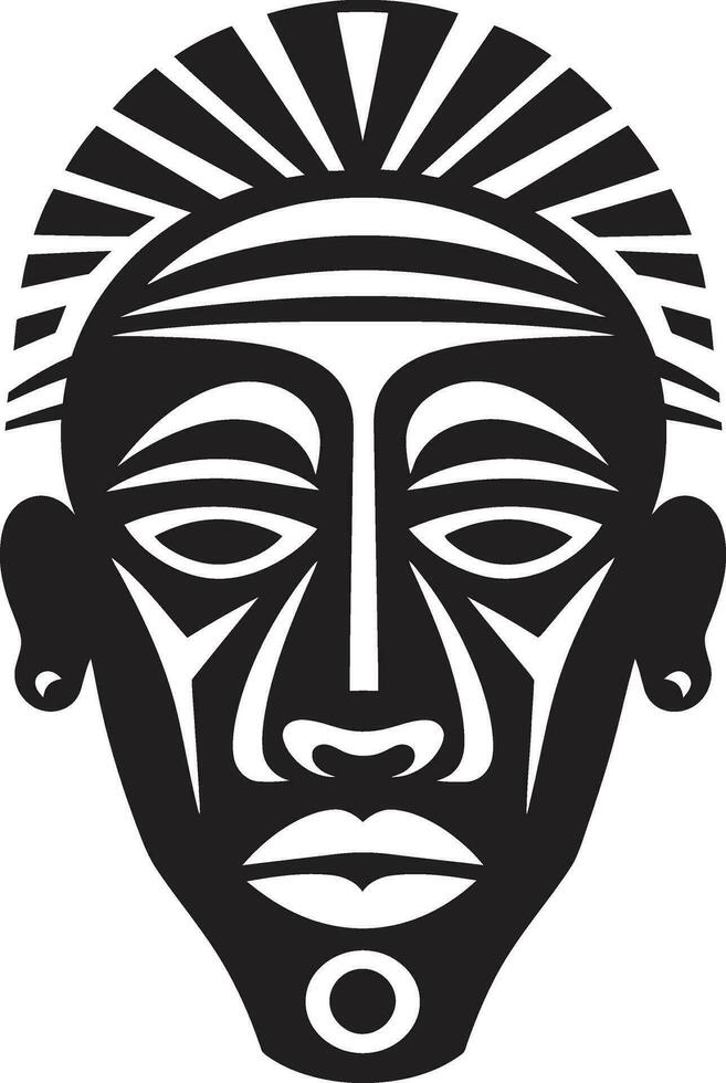 Spiritual Roots Vector Black Icon of Tribal Mask Rhythmic Symbolism African Mask Logo in Vector