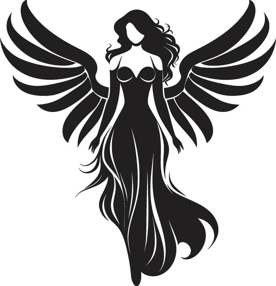 Celestial Elegance Angel Wings Icon Angelic Aura Vector Winged Symbol