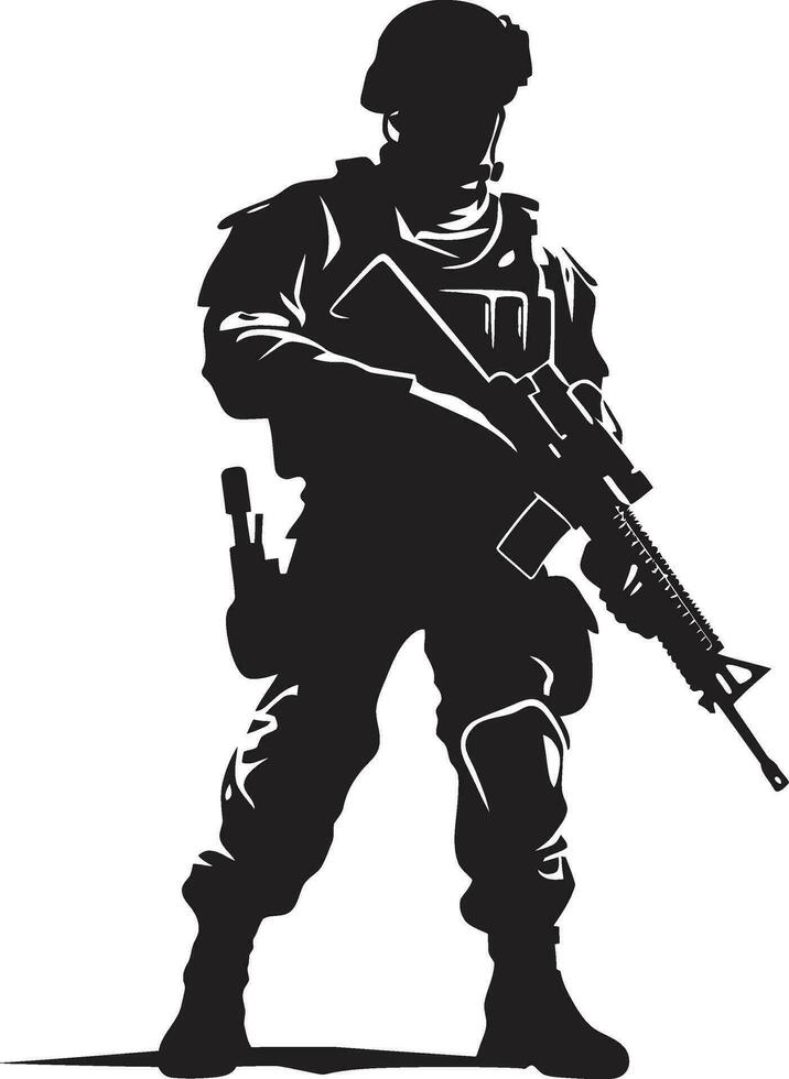 Battle Sentinel Armed Warrior Black Logo Defensive Vigilance Vector Black Soldier