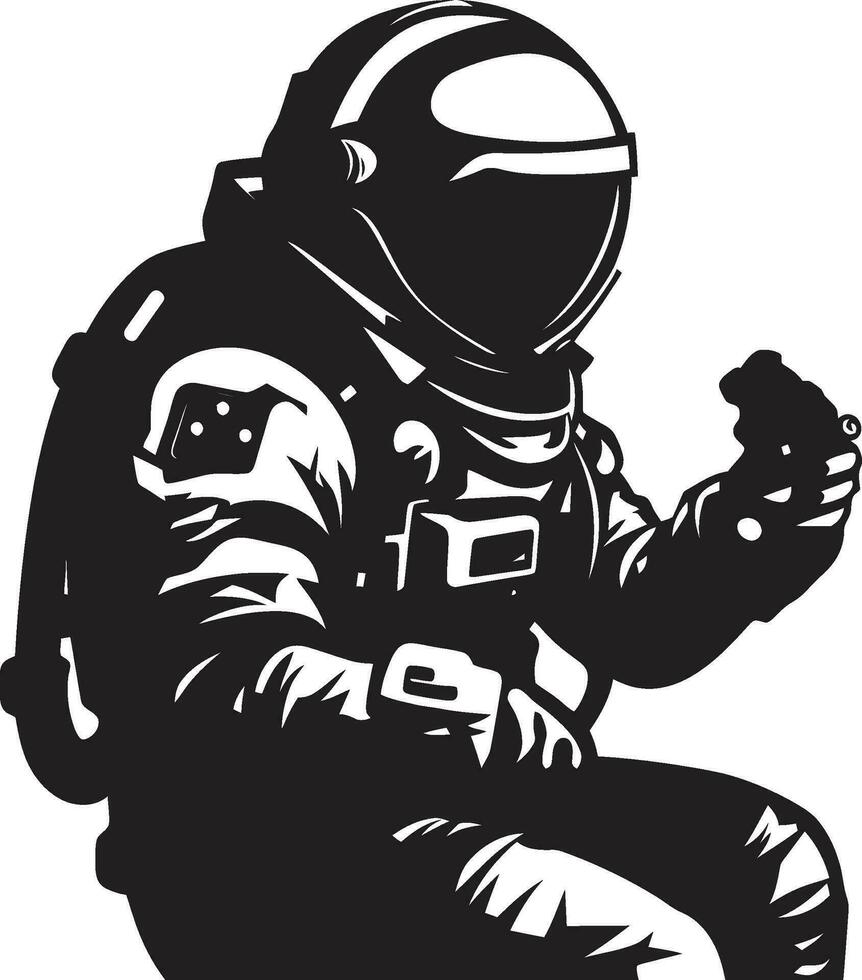 Galactic Expeditionist Astronaut Vector Icon Cosmic Explorer Astronaut Vector Emblem