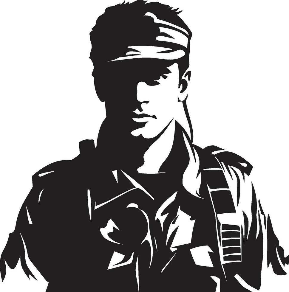 Militant Protector Vector Armyman Emblem Battle Sentinel Armed Warrior Black Logo