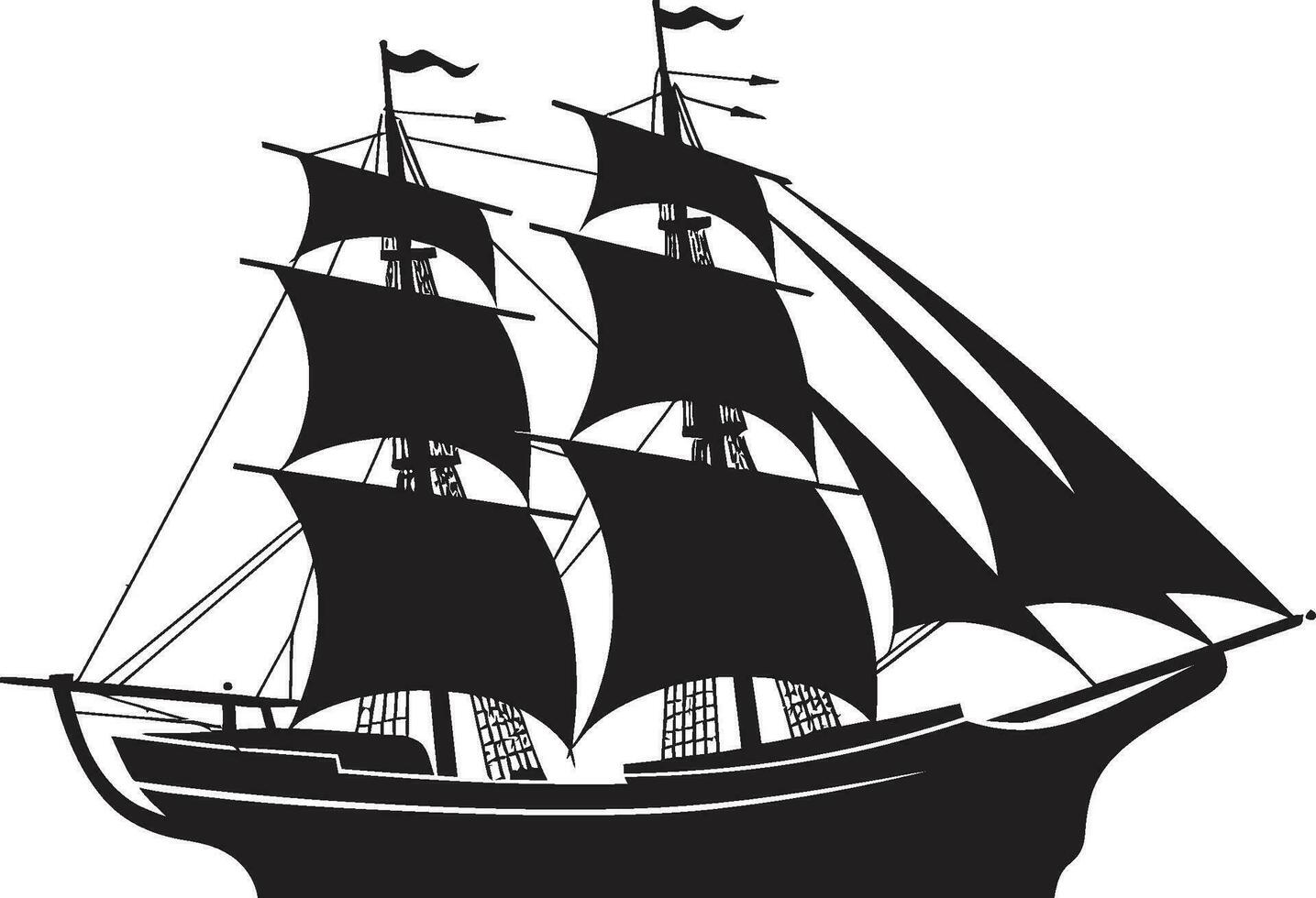 Weathered Navigator Vector Ship Icon Mythical Voyage Black Ancient Ship Emblem