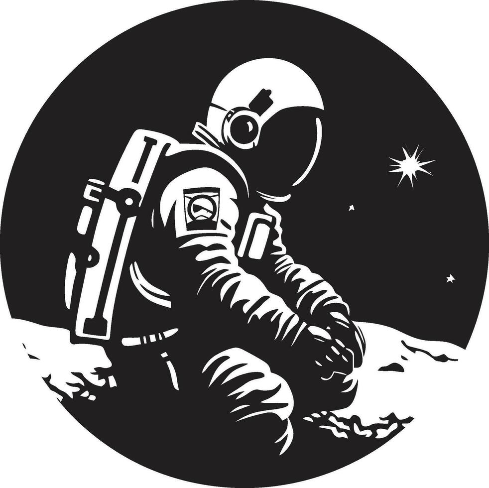 cosmos pionero negro astronauta símbolo galáctico frontera astronauta emblema diseño vector