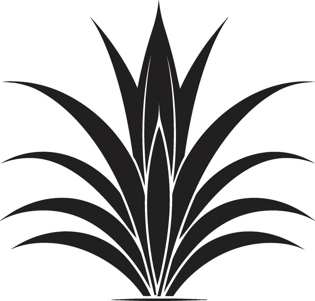 Green Healing Vector Aloe Plant Icon in Black Herbal Grace Black Aloe Vector Logo Design