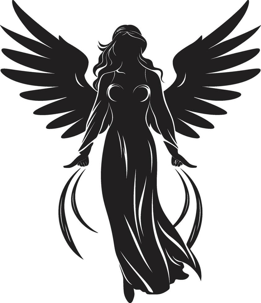 Celestial Elegance Angel Wings Icon Angelic Aura Vector Winged Symbol