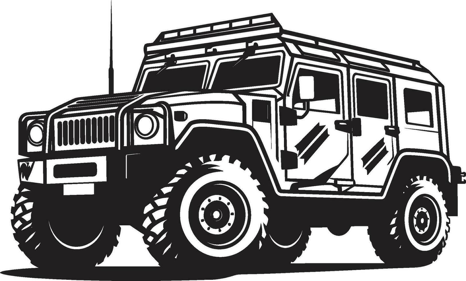 combate crucero Ejército vehículo vector logo táctico transporte negro icónico 4x4 emblema