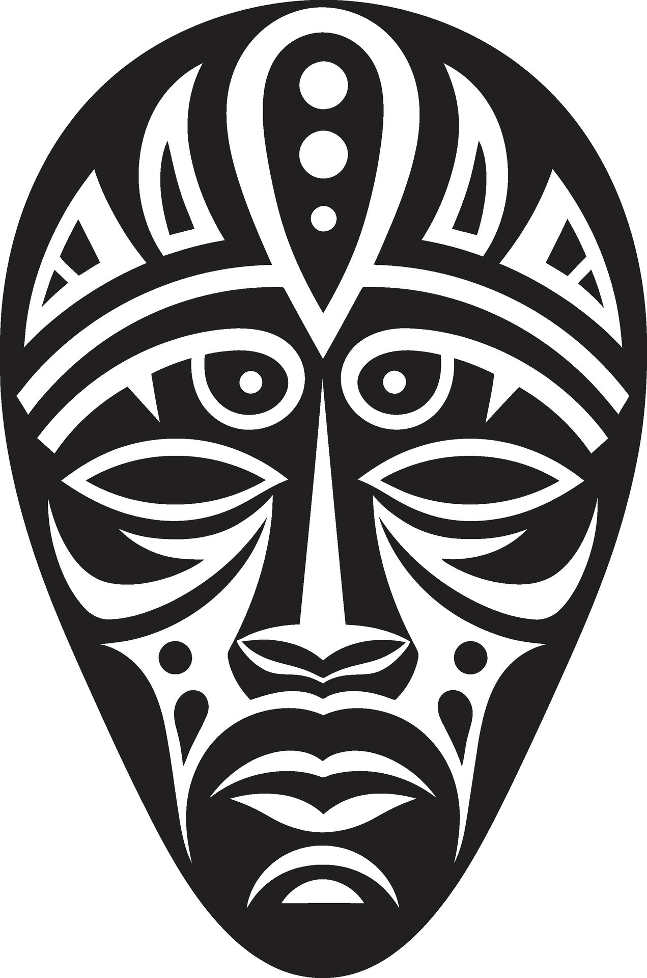 Sacred Symbolism Logo Icon of African Mask Ethnic Identity Vector Black