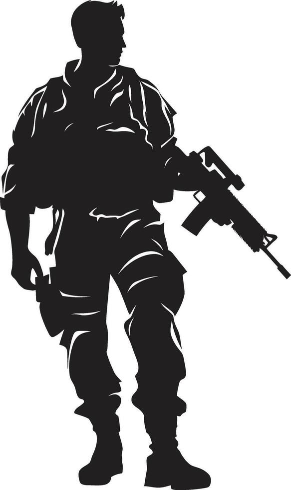 Combat Vigil Armed Forces Vector Design Soldier s Resolve Black Armyman Icon