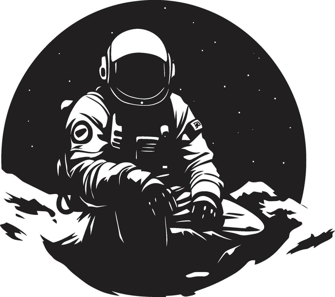 espacio explorador astronauta emblemático vector cósmico viaje negro astronauta logo icono