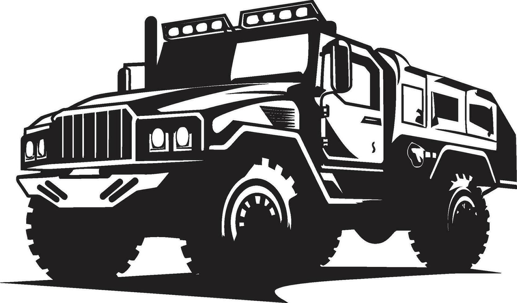 Strategic Rover 4x4 Black Logo Emblem Combat Cruiser Army Vehicle Vector Icon