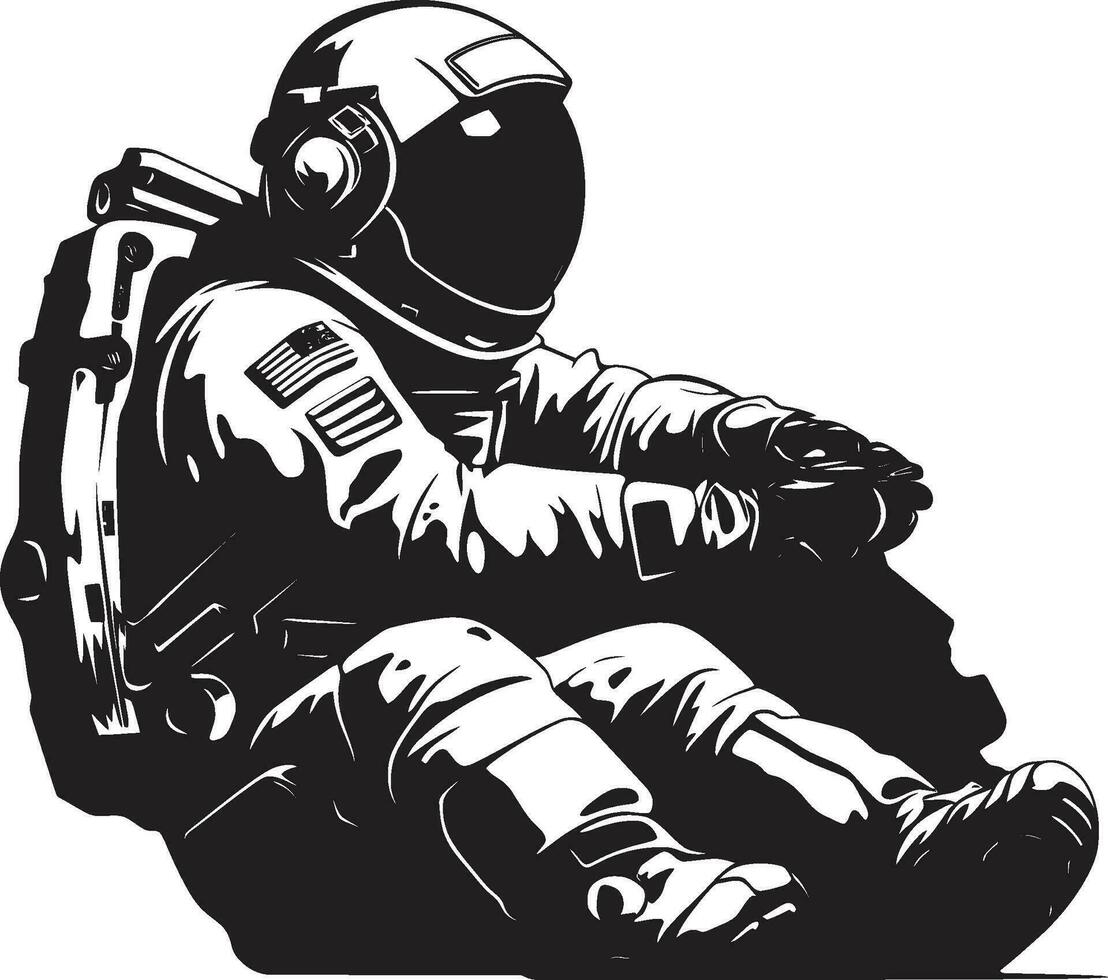 Interstellar Adventurer Black Space Logo Zero Gravity Explorer Astronaut Vector Icon
