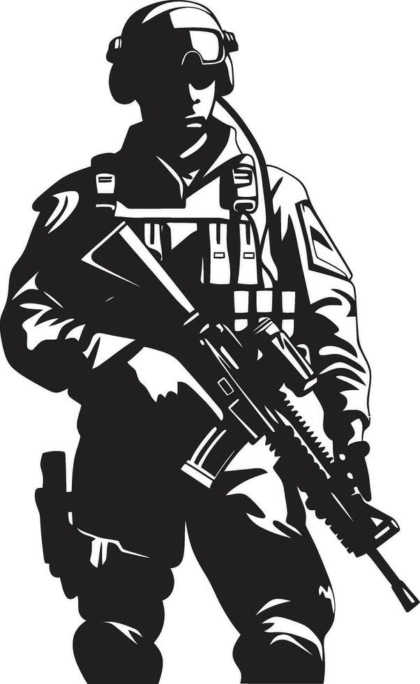 combate centinela vector hombre del ejército logo táctico guardián armado efectivo emblema