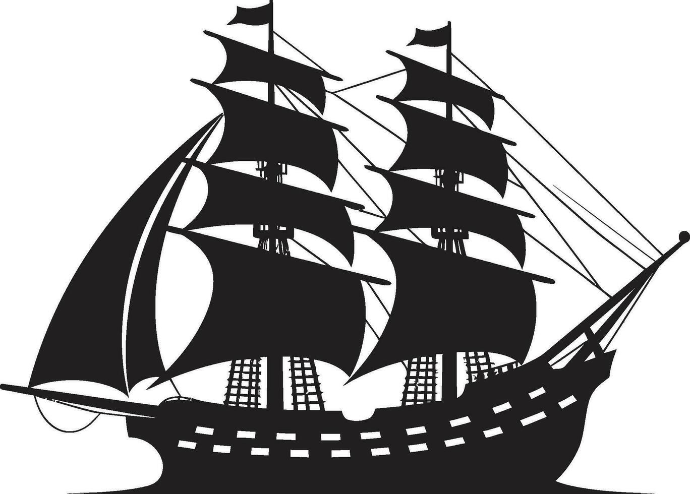 Aged Voyage Black Ancient Ship Design Historic Mariners Vector Ship Emblem