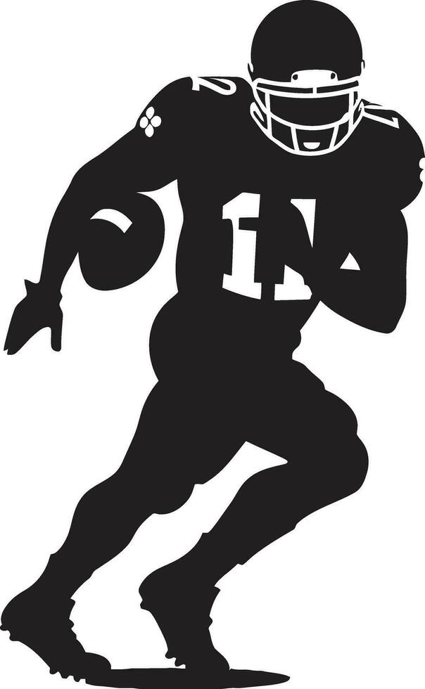 Victory Pursuit American Football Player Gridiron Grace Football Vector Icon in Black