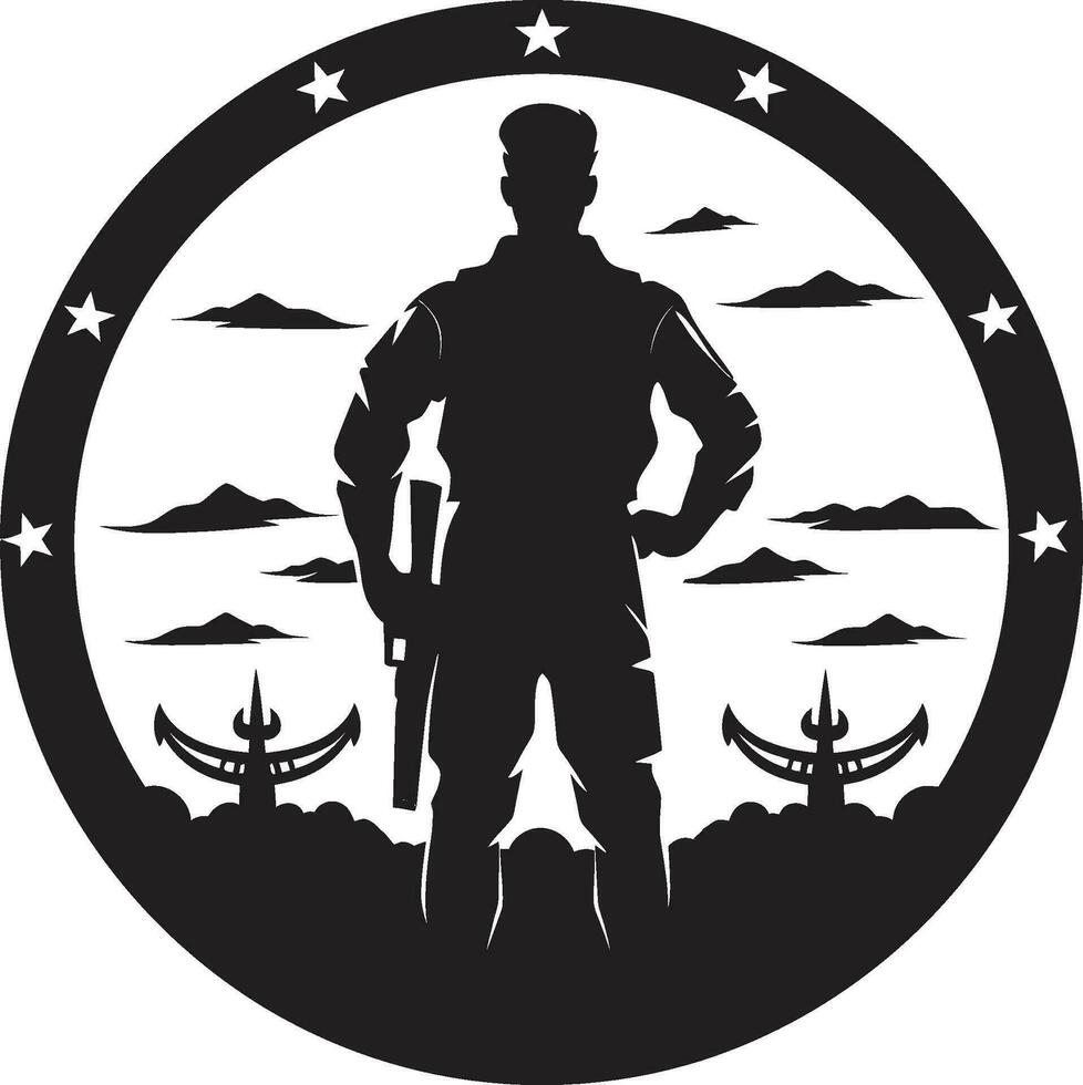 Combat Guardian Vector Soldier Emblem Tactical Defender Black Armyman Icon