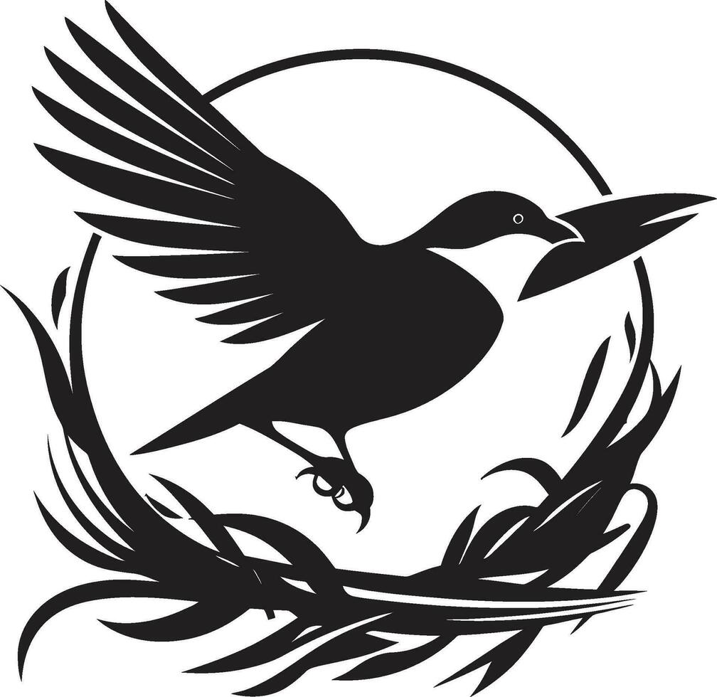 Crafted Perch Vector Nest Logo Aviary Maven Black Bird Nest Icon
