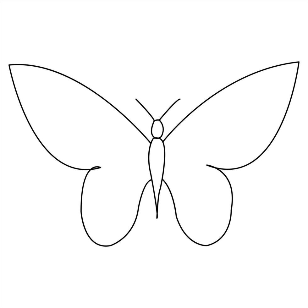 Simple butterfly continuous single line art drawing and butterfly line art vector illustration