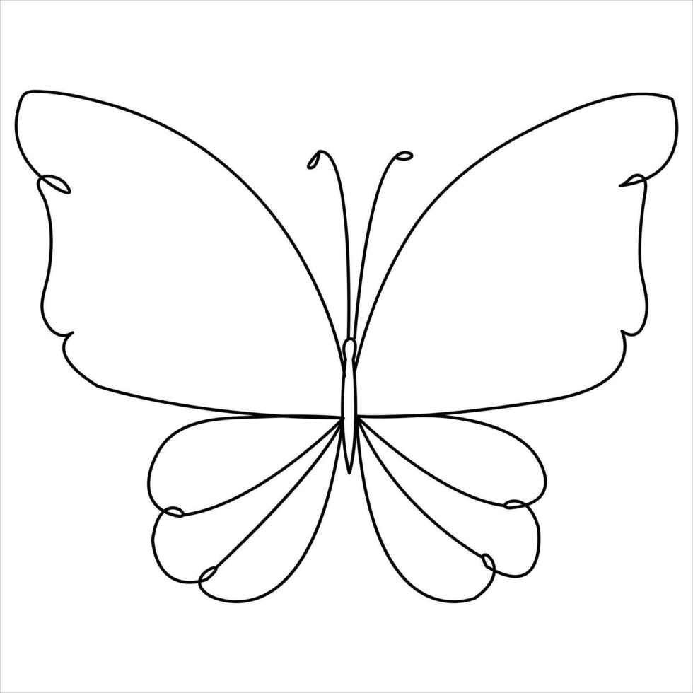 sencillo mariposa continuo soltero línea Arte dibujo y mariposa línea Arte vector ilustración