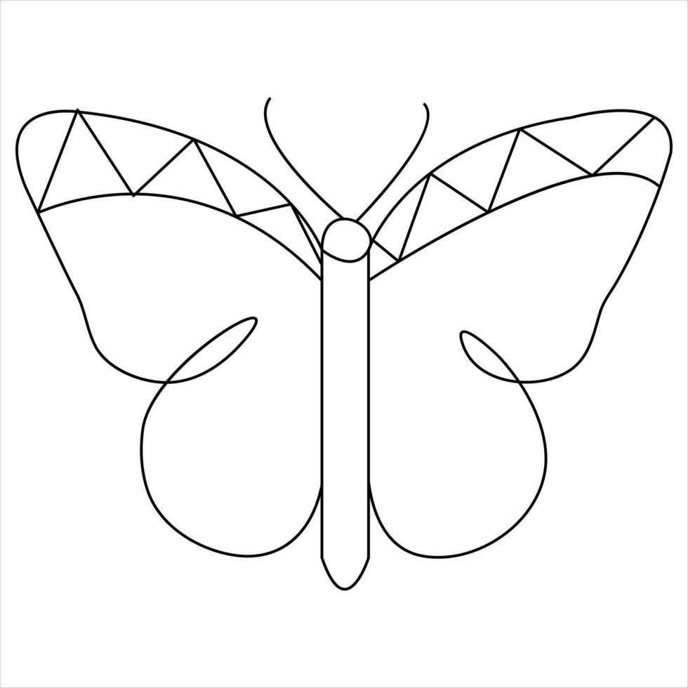 Simple butterfly continuous single line art drawing and butterfly line art vector illustration