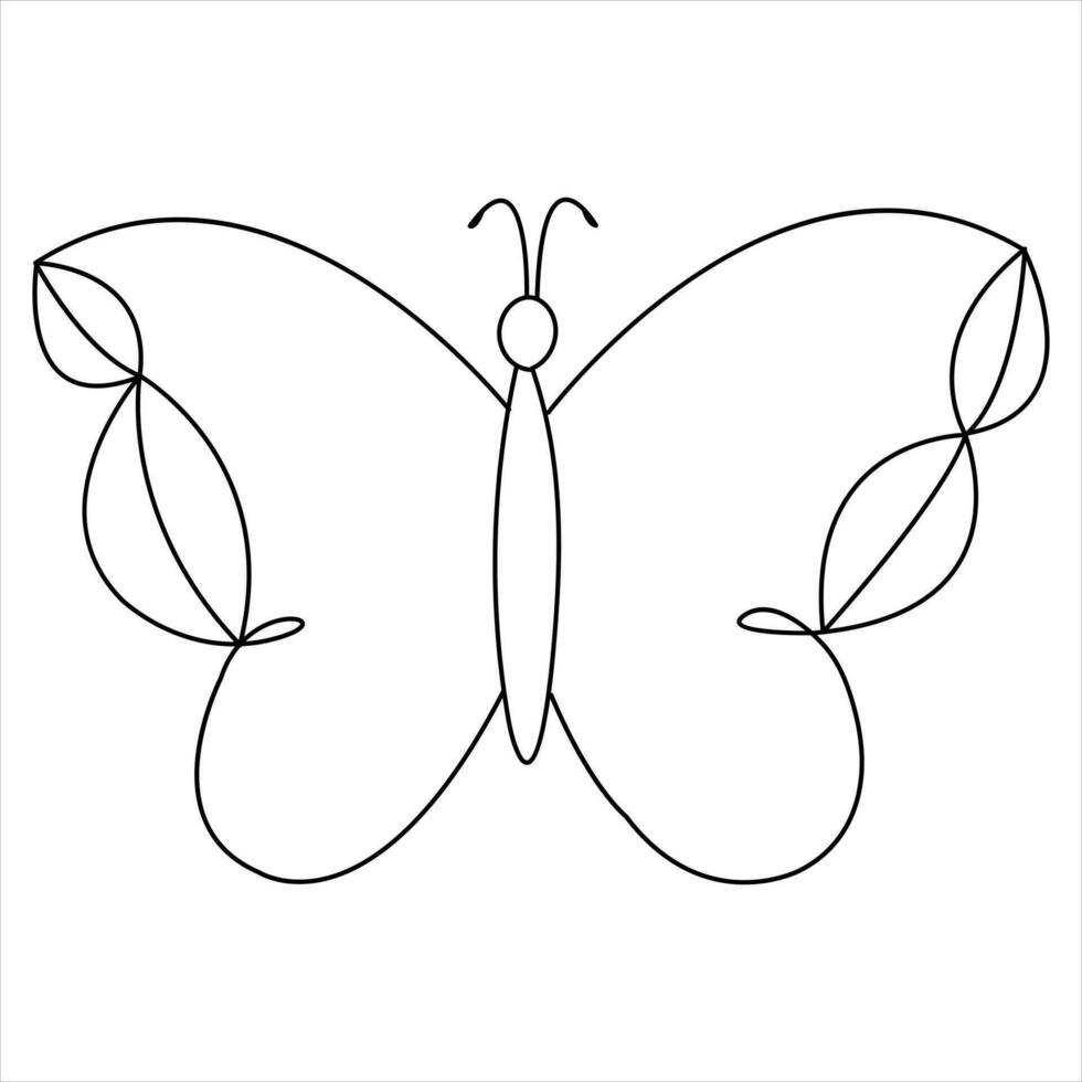 Simple butterfly continuous single line art drawing and butterfly line art vector illustration