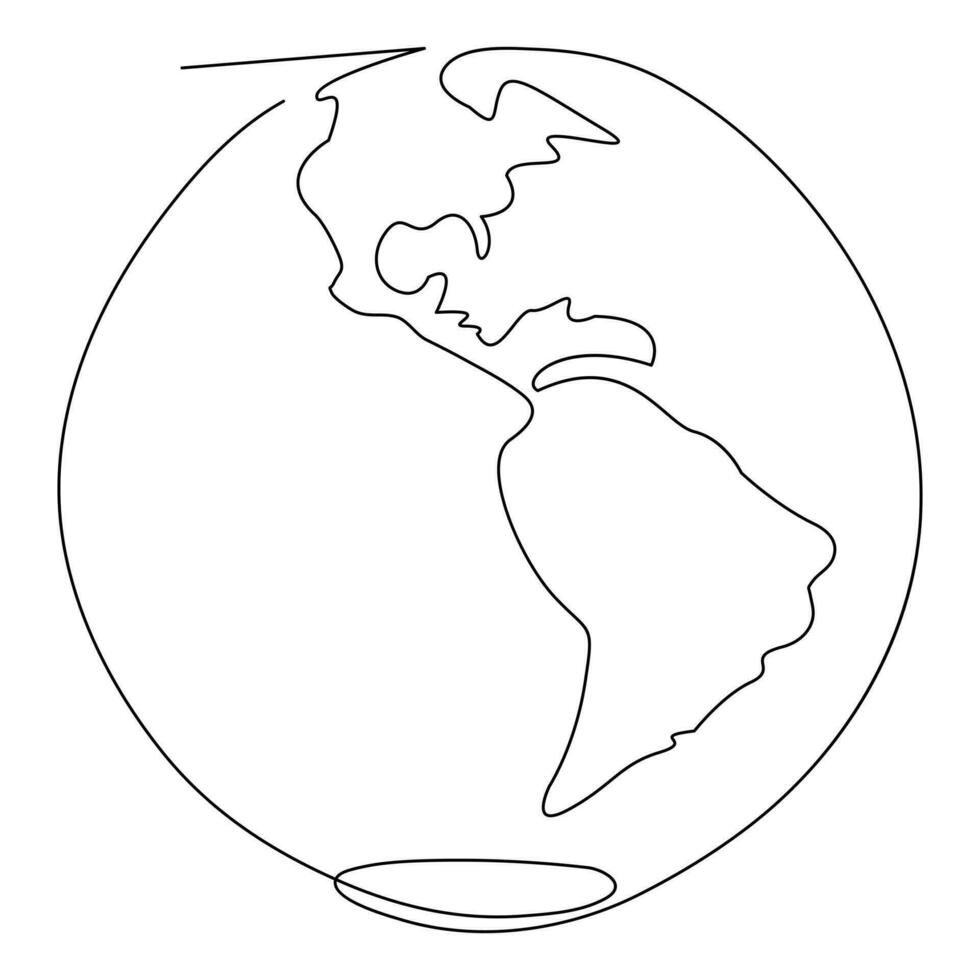 Single line continuous drawing of earth global and concept world earth day outline vector illustration