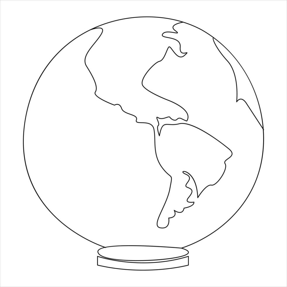 Single line continuous drawing of earth global and concept world earth day outline vector illustration