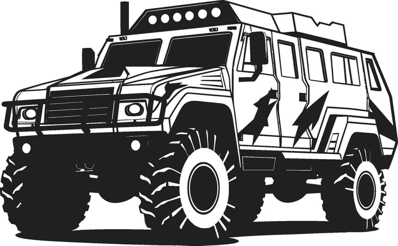 defensivo expedición militar vehículo icono guerrero s paseo negro Ejército 4x4 logo vector