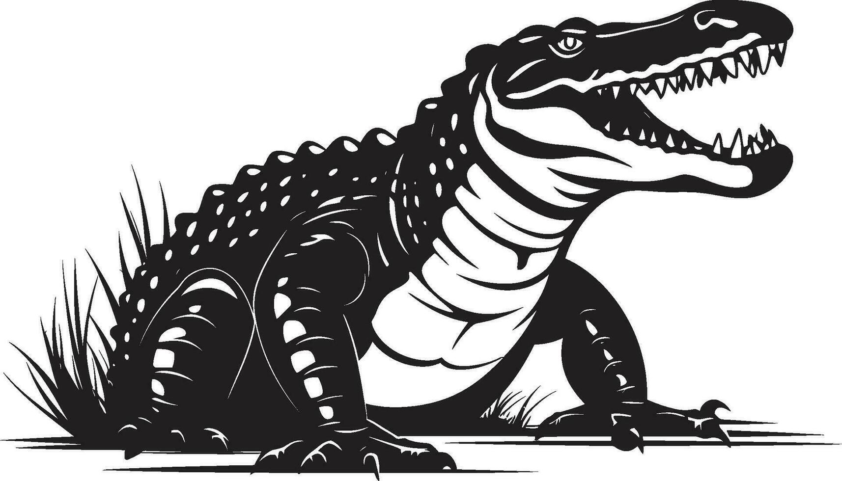 Primeval Power Black Alligator Logo Design Swamp Sovereign Vector Alligator Icon