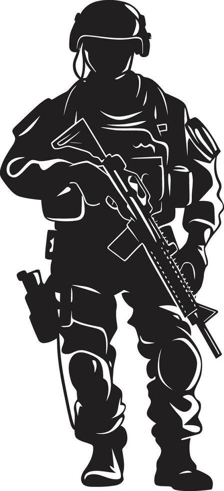 estratégico protector armado efectivo logo militante centinela vector militar símbolo