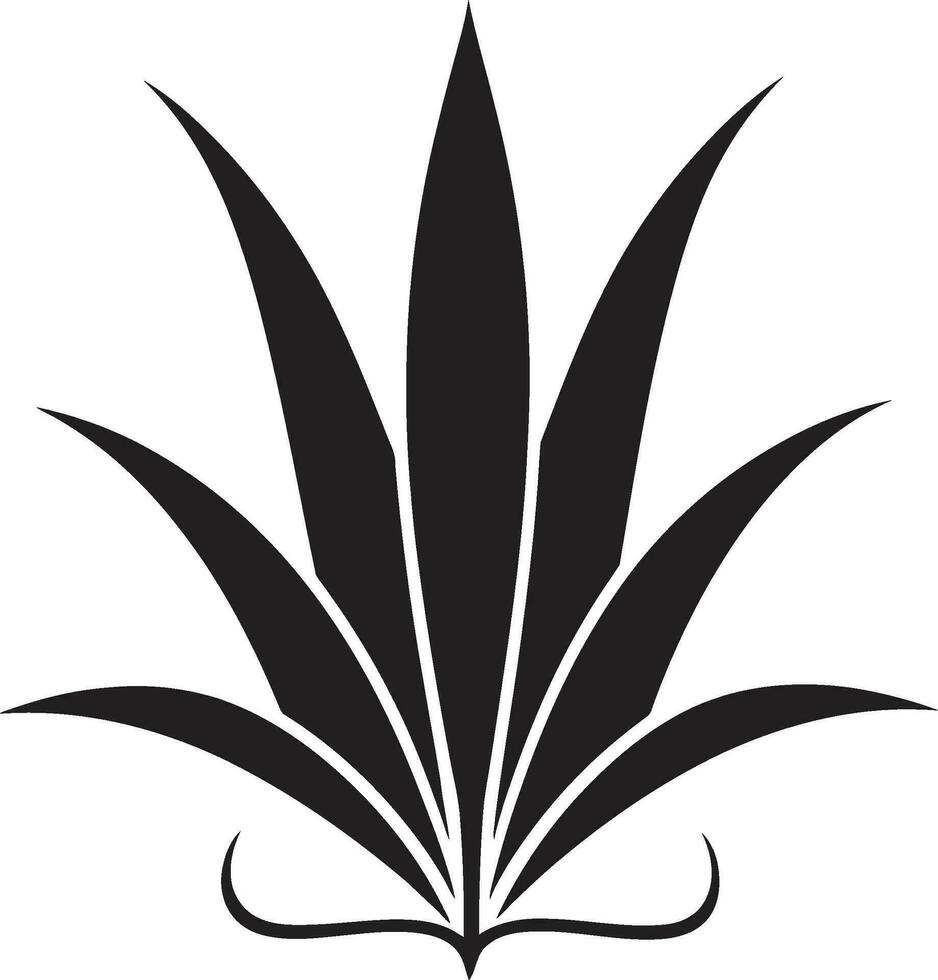 Leafy Glow Vector Aloe Plant Black Icon Herbal Beauty Aloe Vera Black Logo Symbol