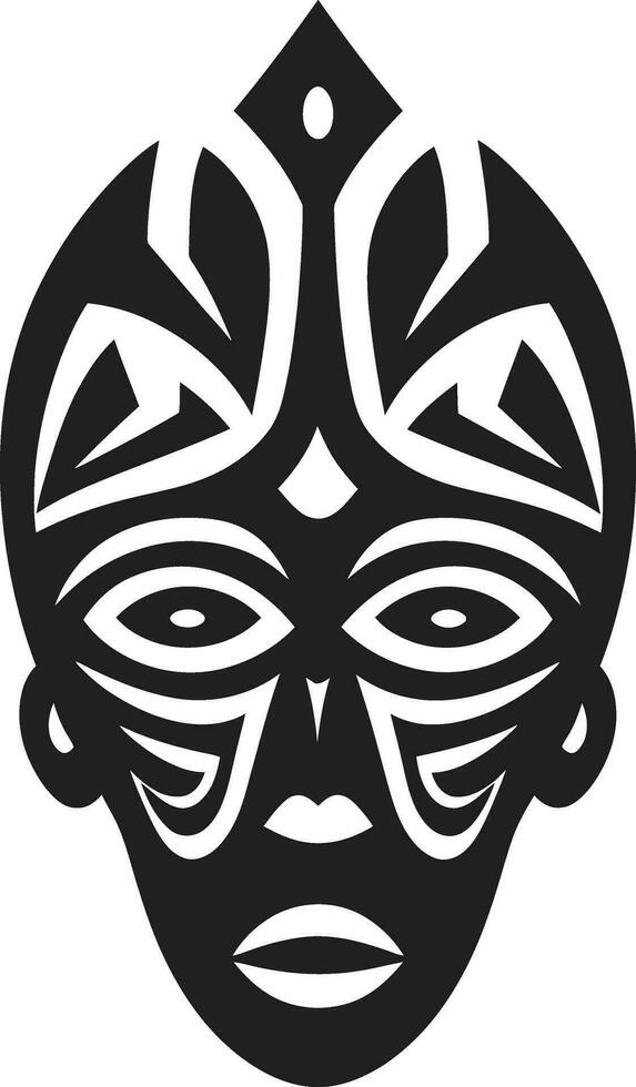 Spiritual Legacy Vector Black Icon of Tribal Mask Tribal Tapestry African Mask Logo in Vector Form