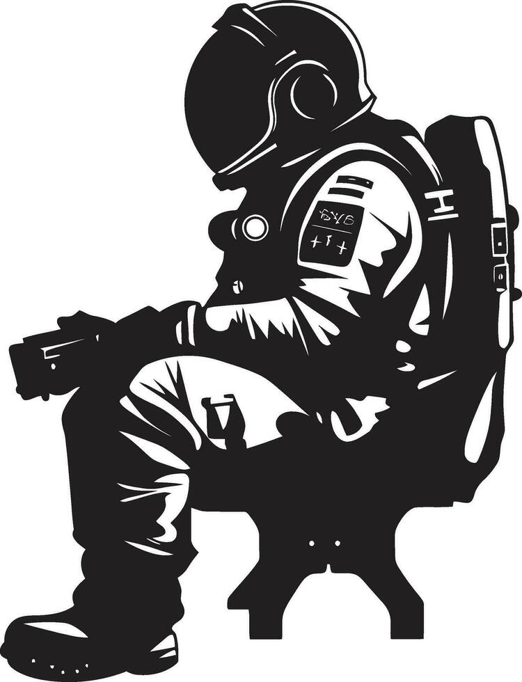 espacio pionero negro casco logo icono galáctico viajero astronauta símbolo diseño vector